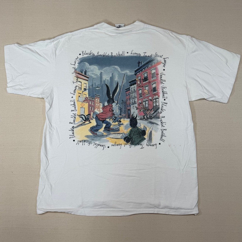 Vintage 1991 Acme Clothing Looney Tunes Stickball Street League T-Shirt XL White
